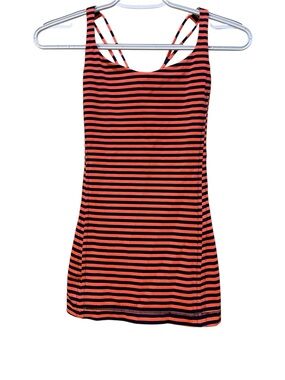 Lululemon Free To Be Striped Coral and Navy Tank Top